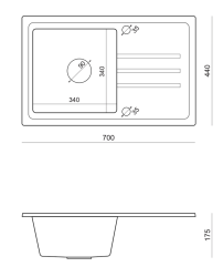 Quadri Sligo 70 γρανίτης ανθρακί νεροχύτης σετ 70x44 cm με στραγγιστήρι, συμπερ. βρύση 1208967204