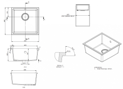 GraniteMy Universal γρανιτένιος μπεζ νεροχύτης άμμου 40x40 εκ για επιφάνεια, υποδομή και ενσωμάτωση με ανοξείδωτη τάπα 1208967208