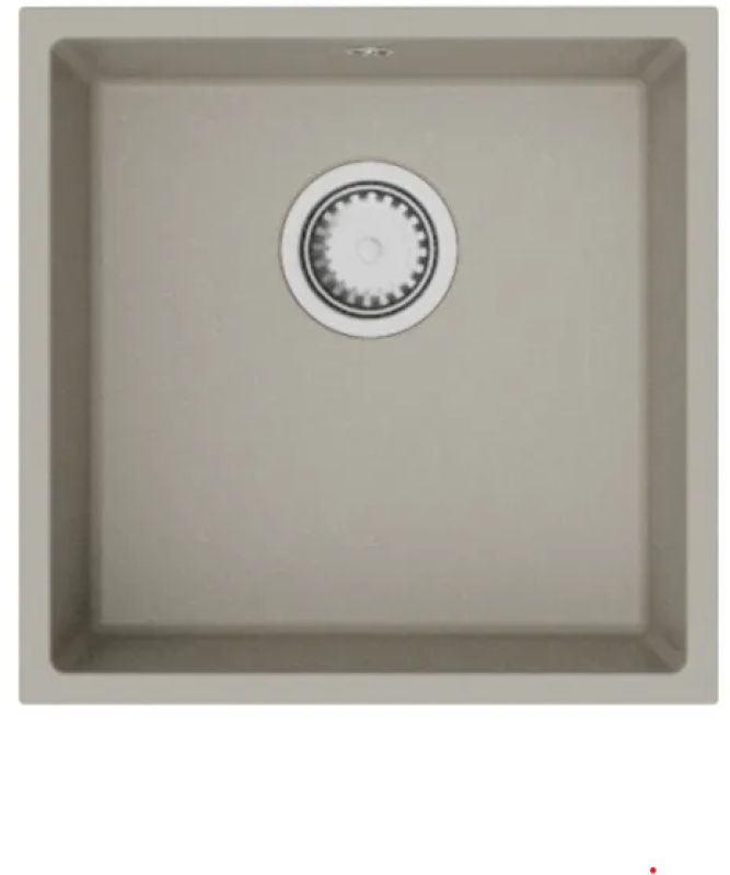 GraniteMy Universal γρανιτένιος μπεζ νεροχύτης άμμου 40x40 εκ για επιφάνεια, υποδομή και ενσωμάτωση με ανοξείδωτη τάπα 1208967208