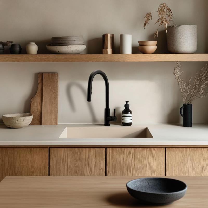 GranitMy Universal γρανίτης μπεζ νεροχύτης άμμου 40x40 cm επιτραπέζιος, υποκατασκευή και ενσωματωμένος με χάλκινη τάπα 1208967210