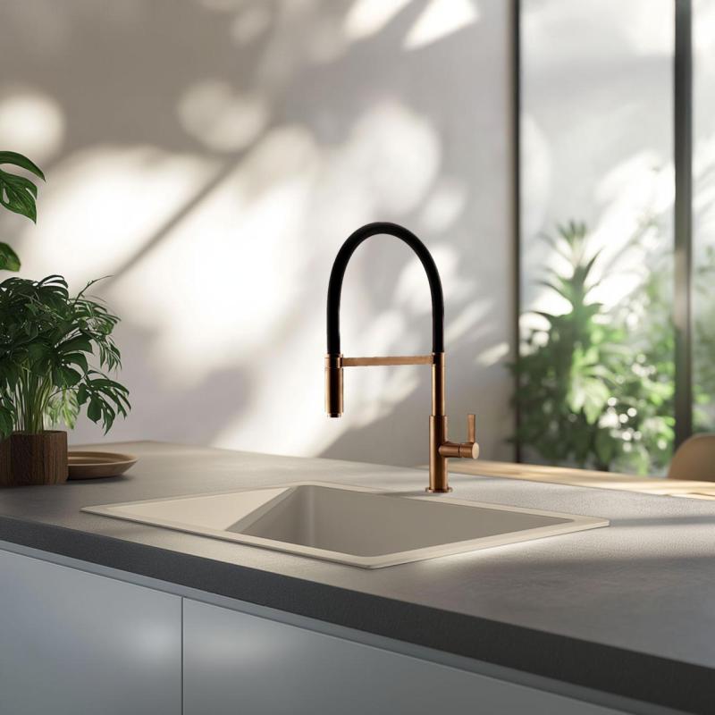 GranitMy Universal γρανίτης μπεζ άμμο νιπτήρας 50x40 cm επιφάνεια, υποκατασκευή και ενσωμάτωση με χάλκινη τάπα 1208967221