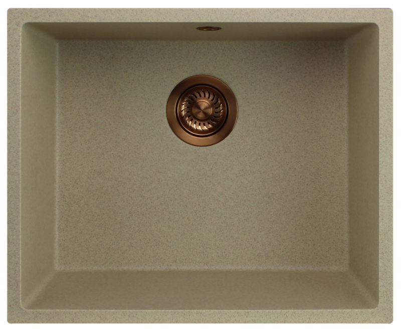GranitMy Universal γρανίτης μπεζ άμμο νιπτήρας 50x40 cm επιφάνεια, υποκατασκευή και ενσωμάτωση με χάλκινη τάπα 1208967221