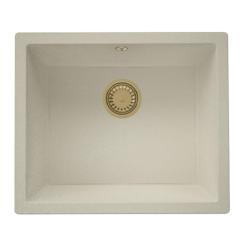 GraniteMy Universal γρανίτης μπεζ άμμος νεροχύτης 50x40 cm επιφάνειας υποκατασκευής και εντοιχισμού με χρυσό βύσμα 1208967222.