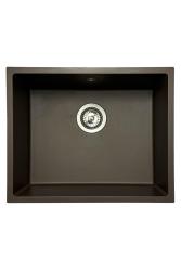 GraniteMy Universal γρανίτης νεροχύτης καφέ 50x40 cm επίτοιχη, υποτοιχη και εντοιχιζόμενη εγκατάσταση με ανοξείδωτο ατσάλι πώμα 1208967227