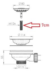 Γρανίτης ολόκληρη βίδα 7cm M12x70mm για σετ βύσματος καλαθιού για επέκταση για παχιά υλικά 1208967255