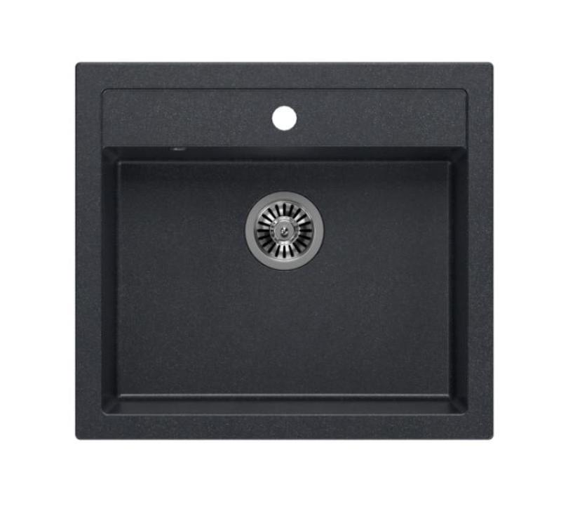 Quadri Farmhouse αγροτική ενδιάμεση ή επάνω τοποθέτηση γρανιτένιος νεροχύτης ανθρακί με ανοξείδωτο χάλυβα βαλβίδα 595x540mm 1208967269