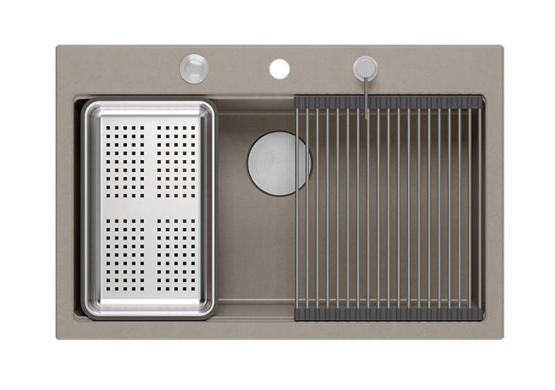 Quadri Hard Rock ταουπ γρανιτένιος επιτραπέζιος μεγάλος νεροχύτης 76x50εκ, περιλαμβάνει ανοξείδωτο πώμα και αξεσουάρ 1208967270.