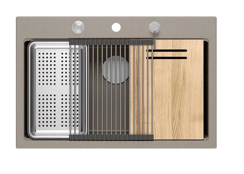 Quadri Hard Rock ταουπ γρανιτένιος επιτραπέζιος μεγάλος νεροχύτης 76x50εκ, περιλαμβάνει ανοξείδωτο πώμα και αξεσουάρ 1208967270.