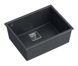 Quadri Quadrangle ανθρακί γρανίτης νιπτήρας υποβολής 55x42cm με ανοξείδωτο βύσμα 1208967273