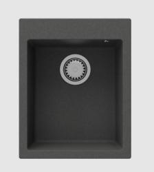 GraniteMy Bremen νεροχύτης από γρανίτη 40x50 cm μαύρος, τοποθέτηση επάνω πάγκου, υποκατασκευή και επίπεδη εγκατάσταση με περιοχή για μπαταρία και ανοξείδωτη τάπα 1208967278.