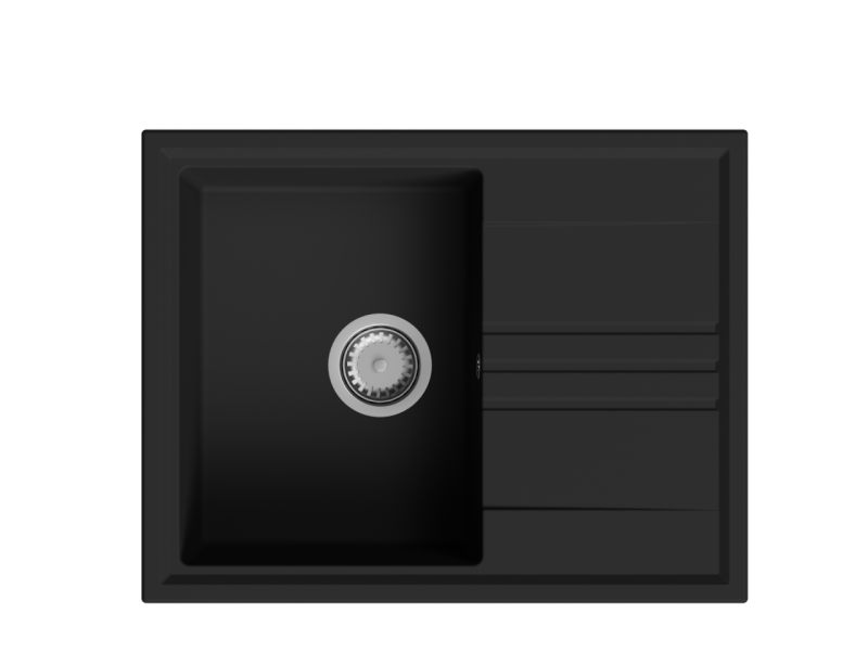 Το GraniteMy Vesi γρανίτης επιφάνειας μαύρος νεροχύτης 64x50cm με αποστράγγιση αναστρέψιμος με ανοξείδωτο πώμα 1208967280