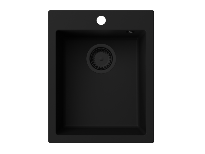 GraniteMy Bremen γρανίτης νεροχύτης 40x50 εκ. μαύρος επιφάνειας, υποδομής και εντοιχισμένος με τρύπα για βρύση με μαύρο φις 1208967281