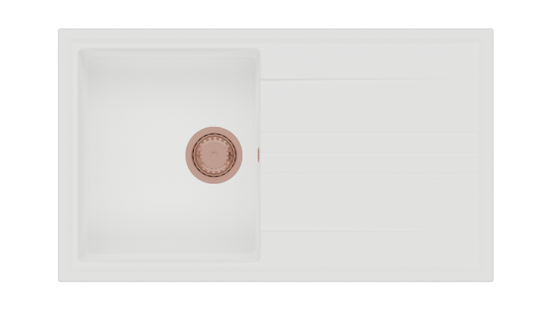 Ο βρύσινος GraniteMy Vesi από γρανίτη 86x50εκ. με λευκό νεροχύτη επιφάνειας, αναστρέψιμος με χαλκού πρίζα 1208967294