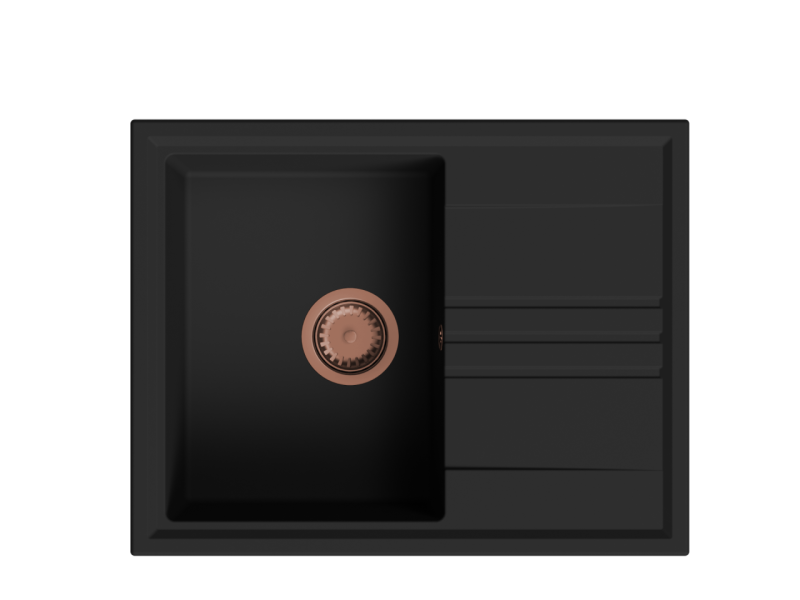 GraniteMy Vesi γρανίτης επιφάνειας μαύρος νεροχύτης 64x50cm με στραγγιστήρα αναστρέψιμος με χάλκινο φις 1208967297