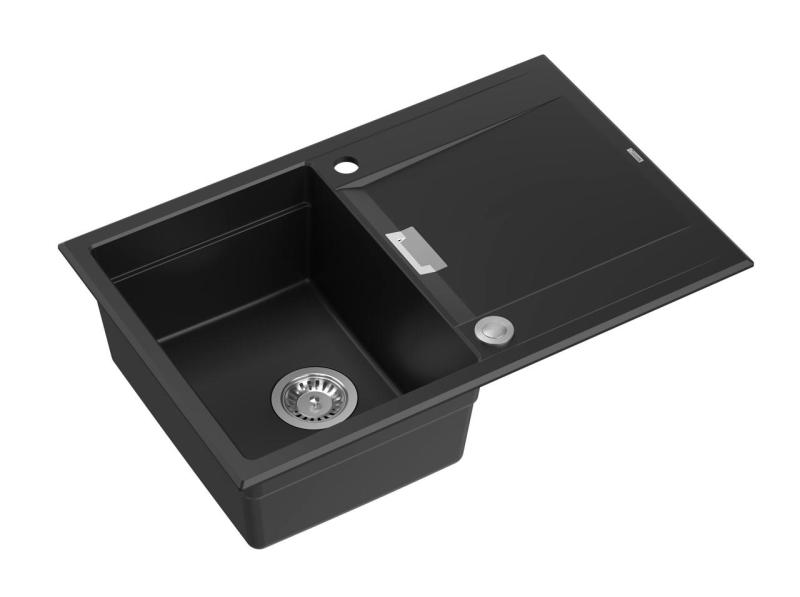 Quadri Minton Γρανιτένιος Νεροχύτης Επιτραπέζιος Μαύρος 76x50cm με Αναστρέψιμη Επιφάνεια Στραγγίσματος και Ανοξείδωτη Βαλβίδα - 1208967303