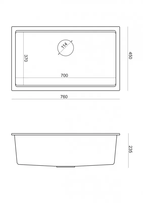 Quadri Newport II μεγάλη και βαθιά νεροχύτης γρανίτη επάνω και κάτω πάγκου ανθρακί νεροχύτης 76x45cm με ανοξείδωτο πώμα 1208967313