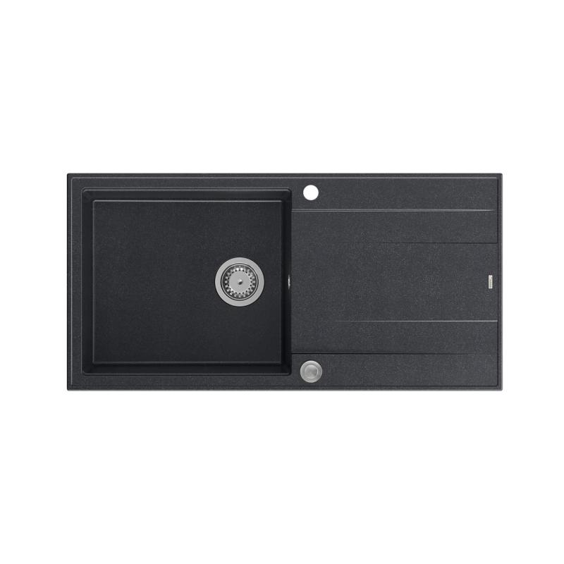 Quadri Luton ανθρακί γρανίτης επιτραπέζιος νεροχύτης με αποστραγγιστική επιφάνεια αναστρέψιμος 100x50cm με ανοξείδωτο πώμα 1208967320