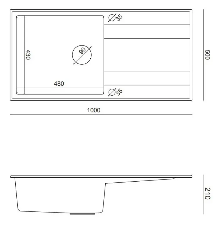 Quadri Luton γκρι γρανιτένος νεροχύτης επιφάνειας με αναστρέψιμη επιφάνεια αποστράγγισης 100x50cm με ανοξείδωτο ατσάλι βύσμα 1208967323