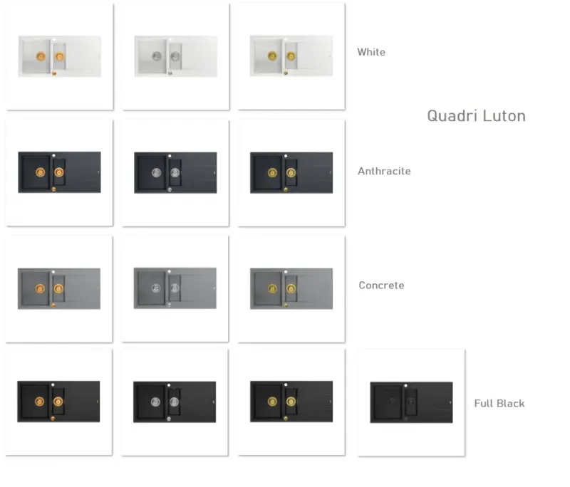 Quadri Luton γκρι γρανίτης επάνω πάγκου νεροχύτης με αναστρέψιμη επιφάνεια αποστράγγισης 100x50cm με χάλκινη τάπα 1208967324