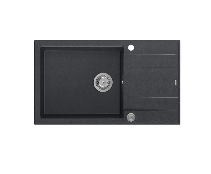 Quadri Luton ανθρακί γρανίτης μεγάλη εντοιχισμένη νεροχύτης με επιφάνεια στραγγίσματος, αναστρέψιμος 86x50cm με ανοξείδωτο ατσάλι βαλβίδα 1208967333