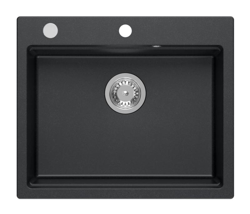 Quadri Durham ανθρακί γρανίτης επιφανειακός νεροχύτης 595x500 με διανομέα σαπουνιού, κοπτική σανίδα, εσωτερικό νεροχύτη και ρολό ματ 1208967379