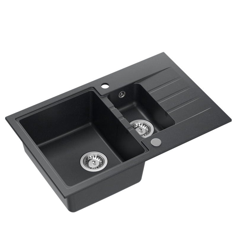 Quadri Cardigan ανθρακί 1,5 γρανιτένιος επιτραπέζιος νεροχύτης με αποστραγγιστική επιφάνεια αναστρέψιμος 78x50εκ 1208967381