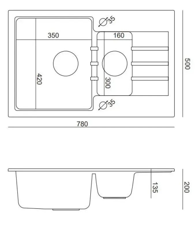Quadri Cardigan ανθρακί 1,5 γρανιτένιος επιτραπέζιος νεροχύτης με αποστραγγιστική επιφάνεια αναστρέψιμος 78x50εκ 1208967381