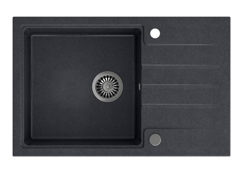 Quadri Cardigan ανθρακί γρανίτης εντοιχιζόμενος νεροχύτης με επιφάνεια αποστράγγισης αναστρέψιμος 78x50cm 1208967383