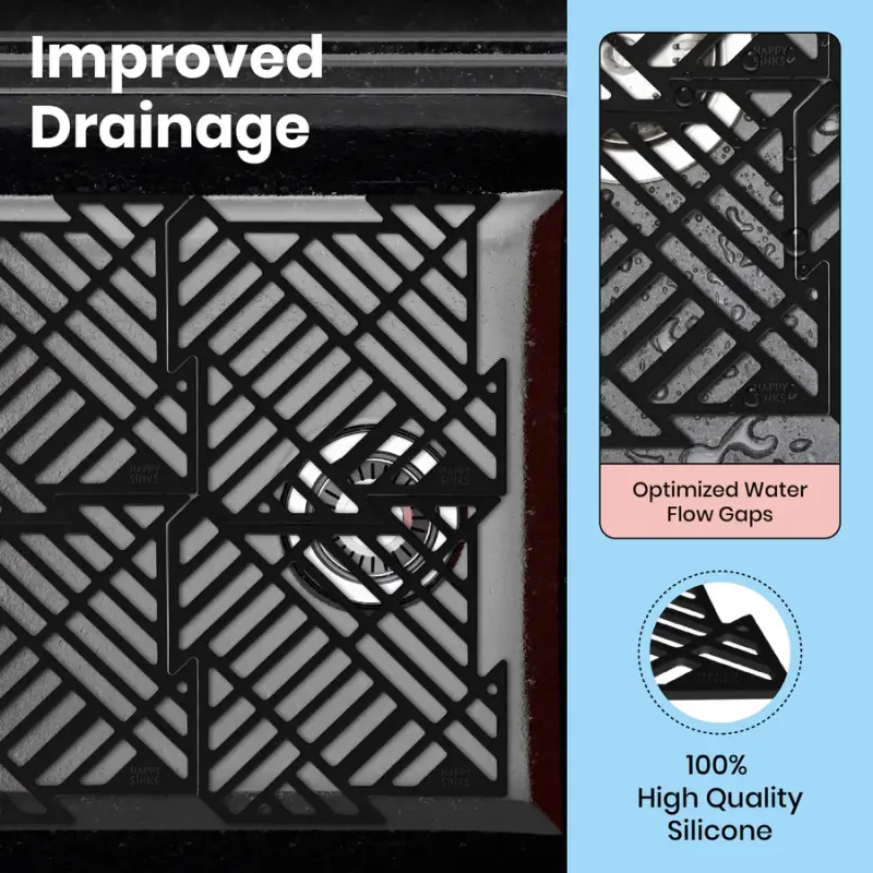 Magisso Happy Sink  Παζλ μαύρο προστατευτικό δαπέδου 4 τεμάχια για νεροχύτη μαύρο 32,5 x 32,5 cm 1208967385