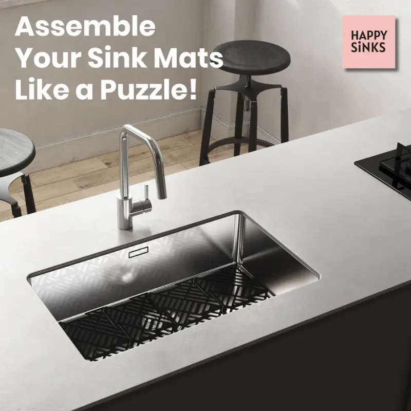Magisso Happy Sink  Παζλ μαύρο προστατευτικό δαπέδου 4 τεμάχια για νεροχύτη μαύρο 32,5 x 32,5 cm 1208967385