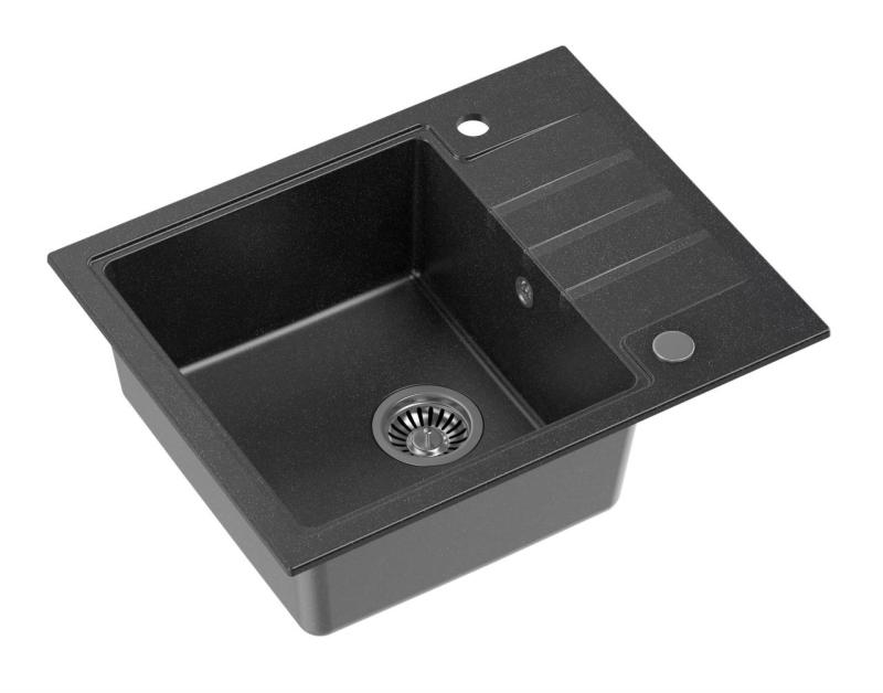 Quadri ζακέτα ανθρακί γκρι εντοιχισμένος νεροχύτης με επιφάνεια αποστράγγισης, αναστρέψιμος 62x50cm 1208967391