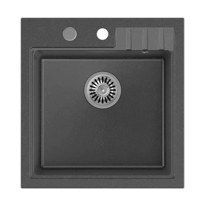 Quadri Cardigan ανθρακί γρανιτένιο νεροχύτη 50x52cm με βρύση 1208967394