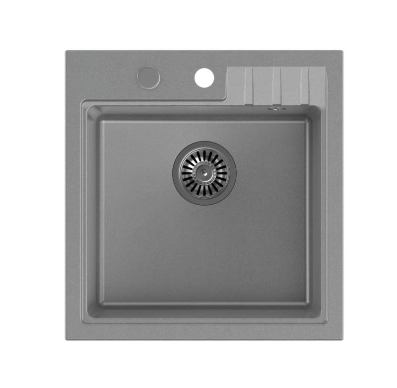 Quadri ζακέτα γκρι γρανίτης εντοιχισμένος νεροχύτης 50x52cm με επιφάνεια για βρύση 1208967395