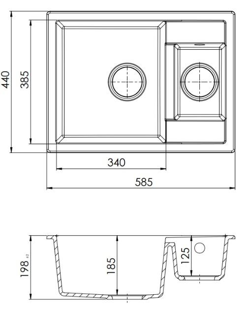 GraniteMy Smart επιφανειακός λευκός νεροχύτης 1,5 γούρνας από γρανίτη 58x44cm 1208967418.