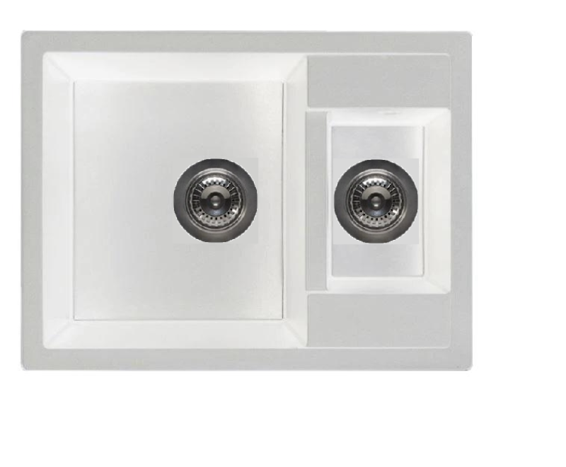 GraniteMy Smart επιφανειακός λευκός νεροχύτης 1,5 γούρνας από γρανίτη 58x44cm 1208967418.