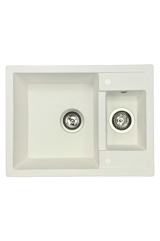 GraniteMy Smart επιφανειακός λευκός νεροχύτης 1,5 γούρνας από γρανίτη 58x44cm 1208967418.