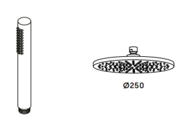 Waterevolution Flow συνδυασμός ντους με ντους βροχής από ορείχαλκο φυσικό 250mm T141N25LE