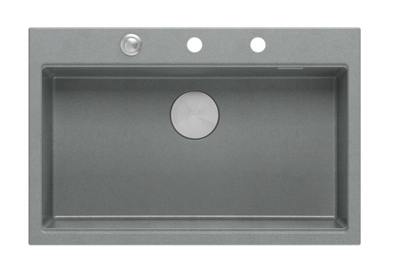 Quadri Hard Rock γκρι γρανίτης επιτραπέζιος μεγάλος νεροχύτης 76x50εκ, συμπεριλαμβανομένου ανοξείδωτου πώματος και αξεσουάρ 1208967430