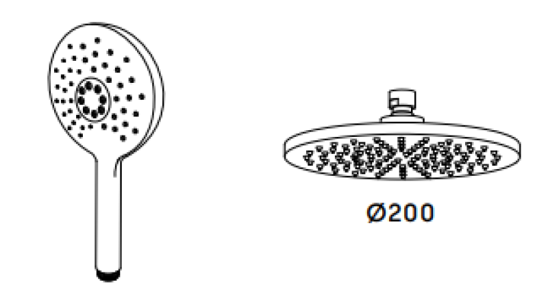 Waterevolution Flow συνδυασμός ντους με ντους βροχής PVD χρυσός White Gold 200mm T141NRWGE