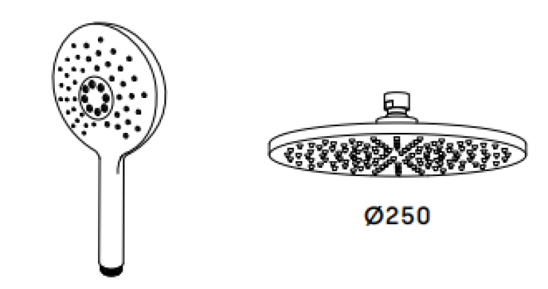 Συνδυασμός ντους Waterevolution Flow με ντους βροχής από ανοξείδωτο χάλυβα 250 mm T141NR25IE