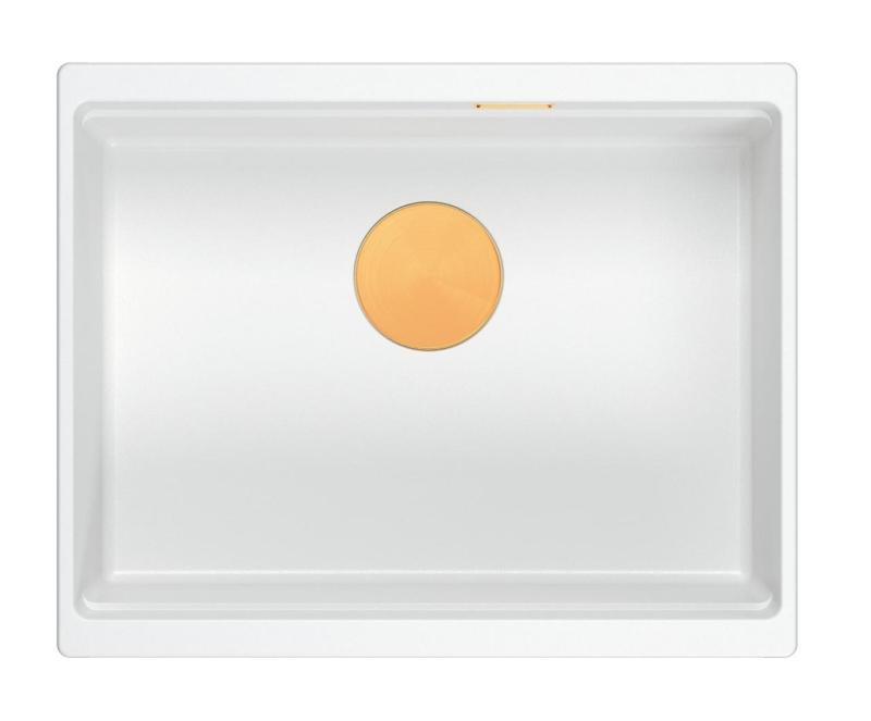 Quadri Newport II λευκός νεροχύτης από γρανίτη για υποκατασκευή λευκός 560x450mm με χάλκινο βύσμα 1208967452