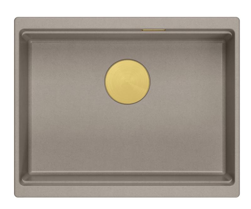 Quadri Newport II γρανίτης υποκατασκευή νεροχύτης σε χρώμα ταούπε 560x450mm με χρυσό βύσμα και καπάκι αποχέτευσης 1208967454