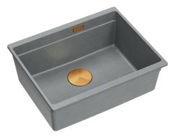 Quadri Newport II γρανίτης υποκαθήμενος γκρι νεροχύτης 560x450mm με χάλκινη τάπα και καπάκι αποστράγγισης 1208967458