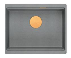 Quadri Newport II γρανίτης υποκαθήμενος γκρι νεροχύτης 560x450mm με χάλκινη τάπα και καπάκι αποστράγγισης 1208967458