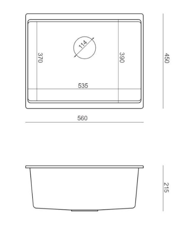 Quadri Newport II γρανίτης υποκαθήμενος γκρι νεροχύτης 560x450mm με χάλκινη τάπα και καπάκι αποστράγγισης 1208967458