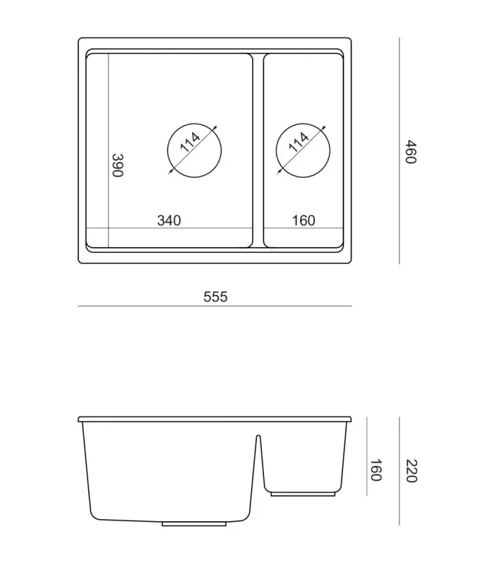 Quadri Newport II ανθρακί 1,5 νεροχύτης γρανίτη επιφανειακής και υποεπιφανειακής τοποθέτησης 555x460mm με χρυσή τάπα 1208967473