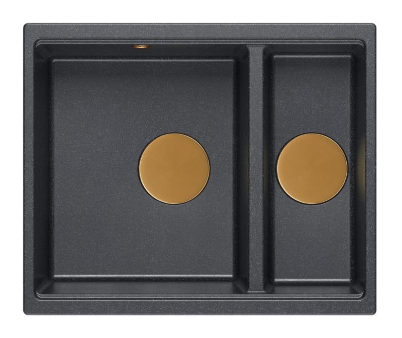 Quadri Newport II ανθρακί 1,5 νεροχύτης γρανίτη επιφανειακής και υποεπιφανειακής τοποθέτησης 555x460mm με χάλκινη τάπα 1208967474