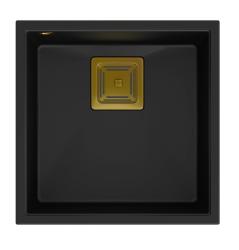 Quadri Quadrangle μαύρος γρανίτης υποδομή νεροχύτης 42x42εκ με χρυσό πώμα 1208967481