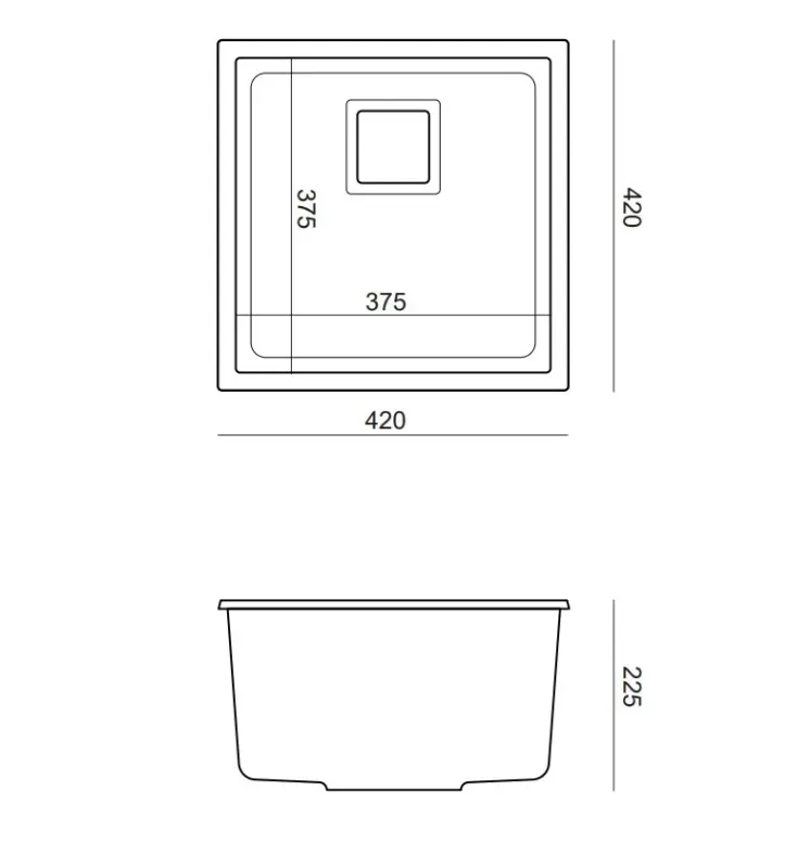 Quadri Quadrangle μαύρος γρανίτης υποδομή νεροχύτης 42x42εκ με χρυσό πώμα 1208967481