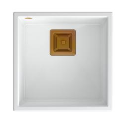 Quadri Quadrangle λευκός γρανίτης εντοιχισμένος νεροχύτης 42x42εκ με χάλκινο βύσμα 1208967490